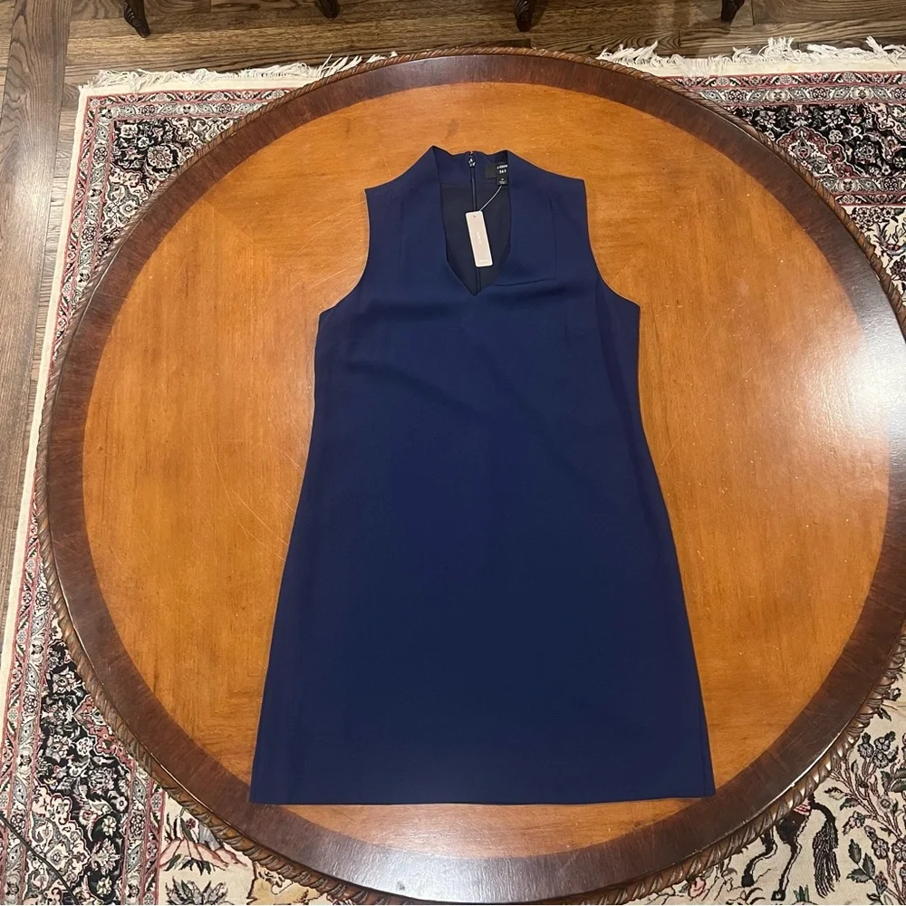 NEW J. Crew Women's Blue Sleeveless V-neck Dress Navy Lightweight Twill Medium